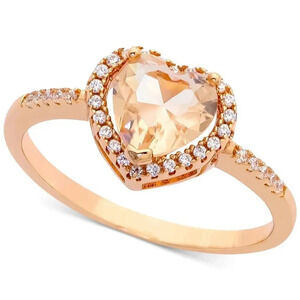Heart Crystal Halo Rose Gold Ring